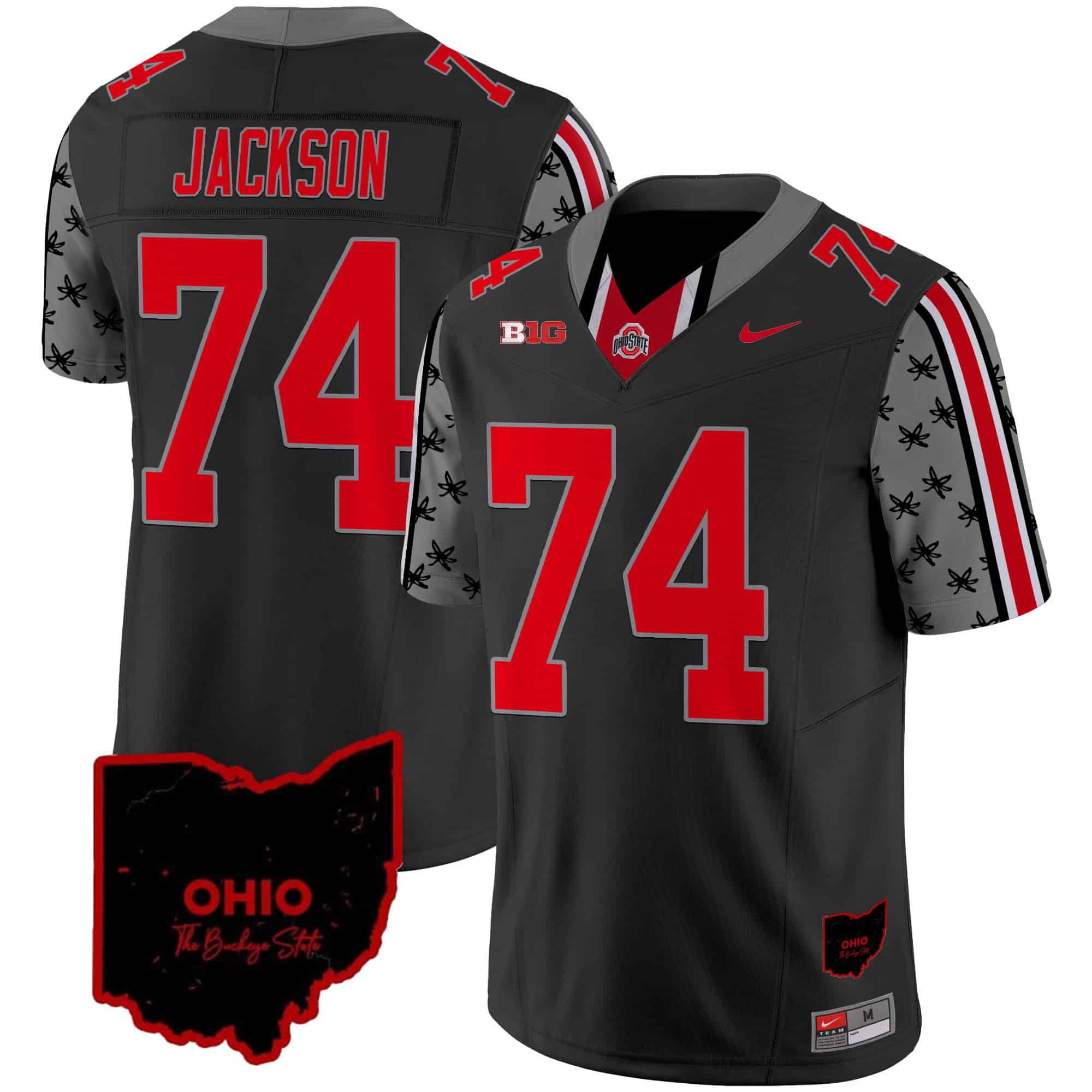 Men Ohio State Buckeyes #74 Jackson Black 2024 Nike Home Patch Vapor Limited NCAA Jersey style 1